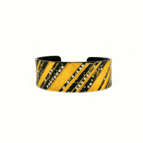 24CT Yellow Gold Silver and Diamond Cuff