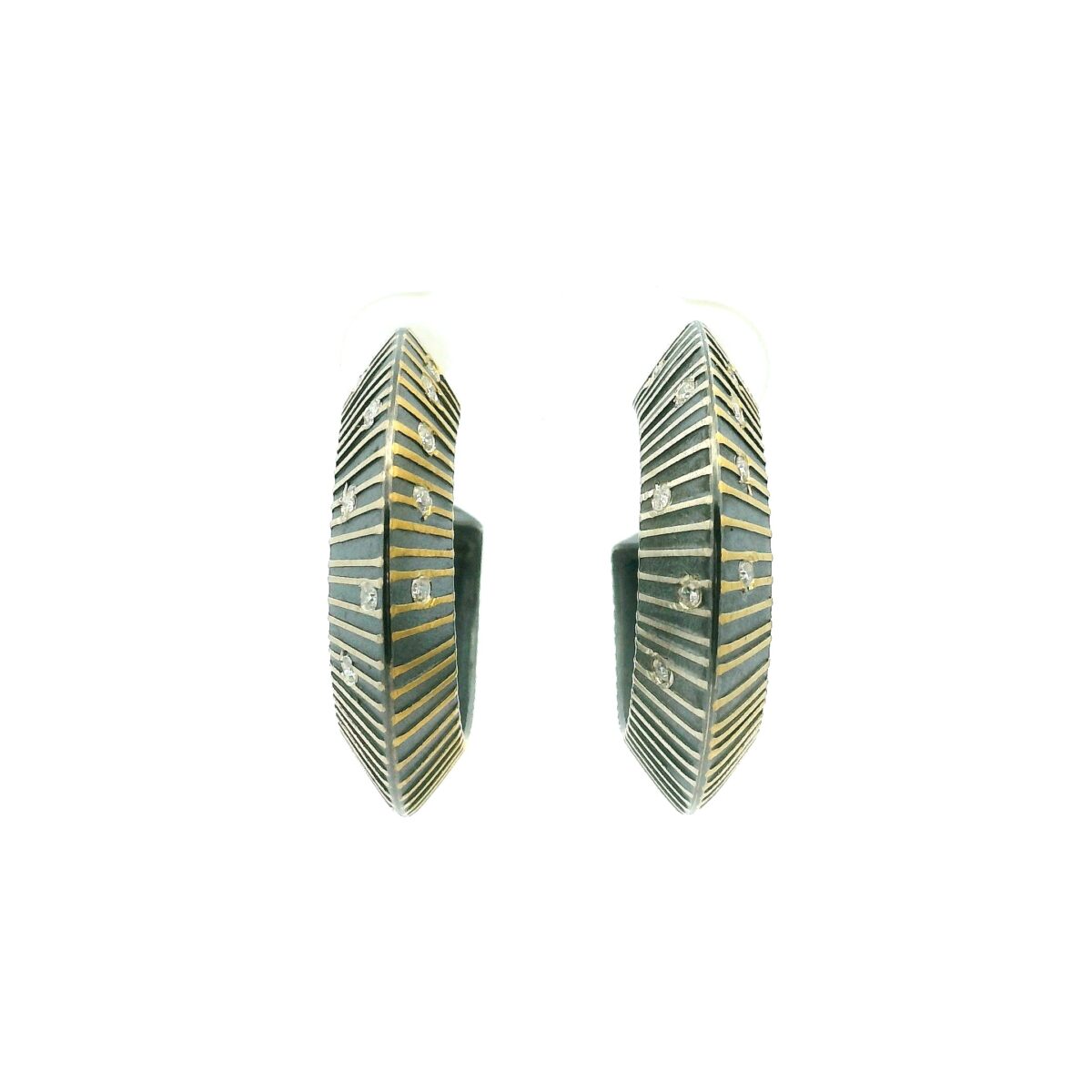 Knife Edge Diamond Hoop Earrings