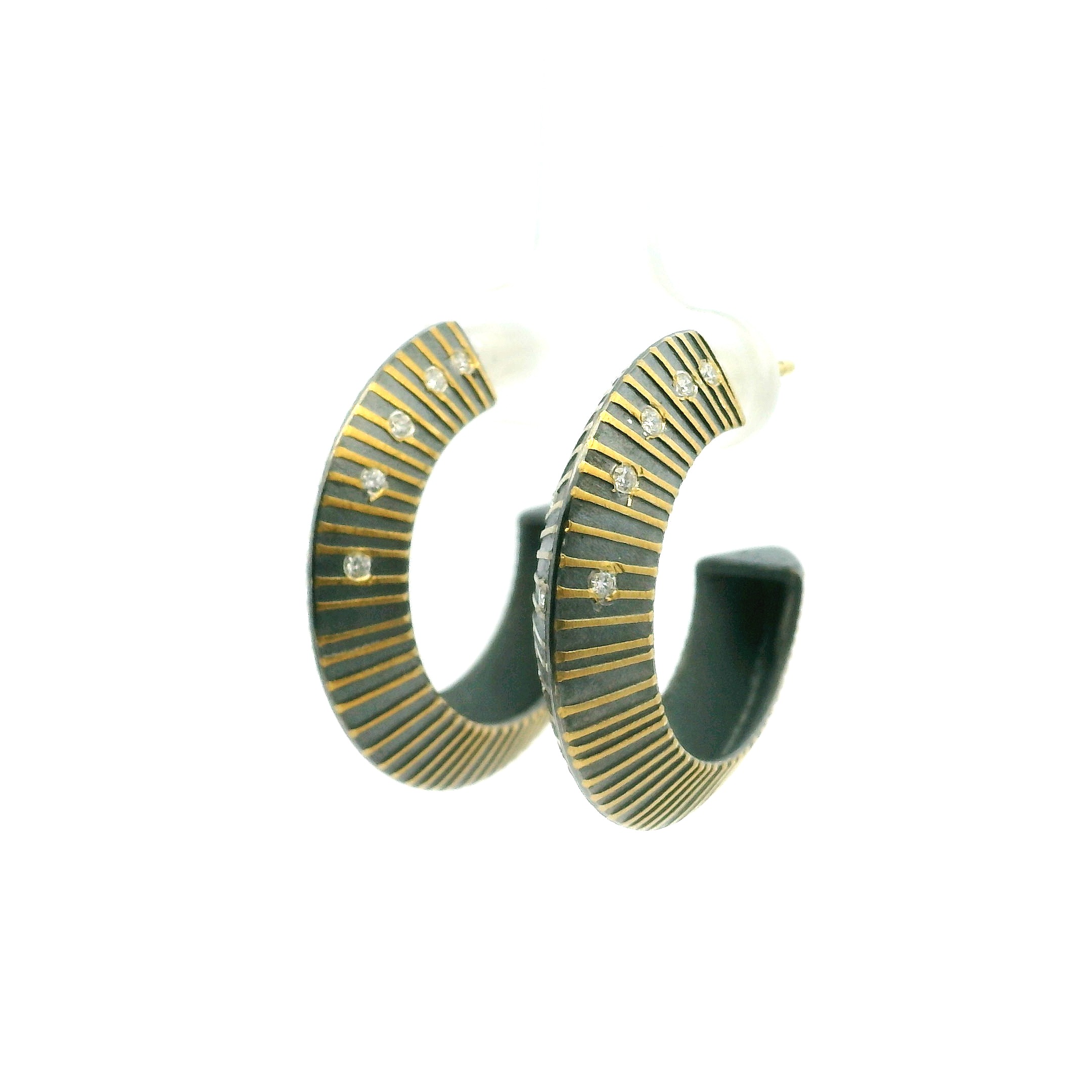 Knife Edge Diamond Hoop Earrings