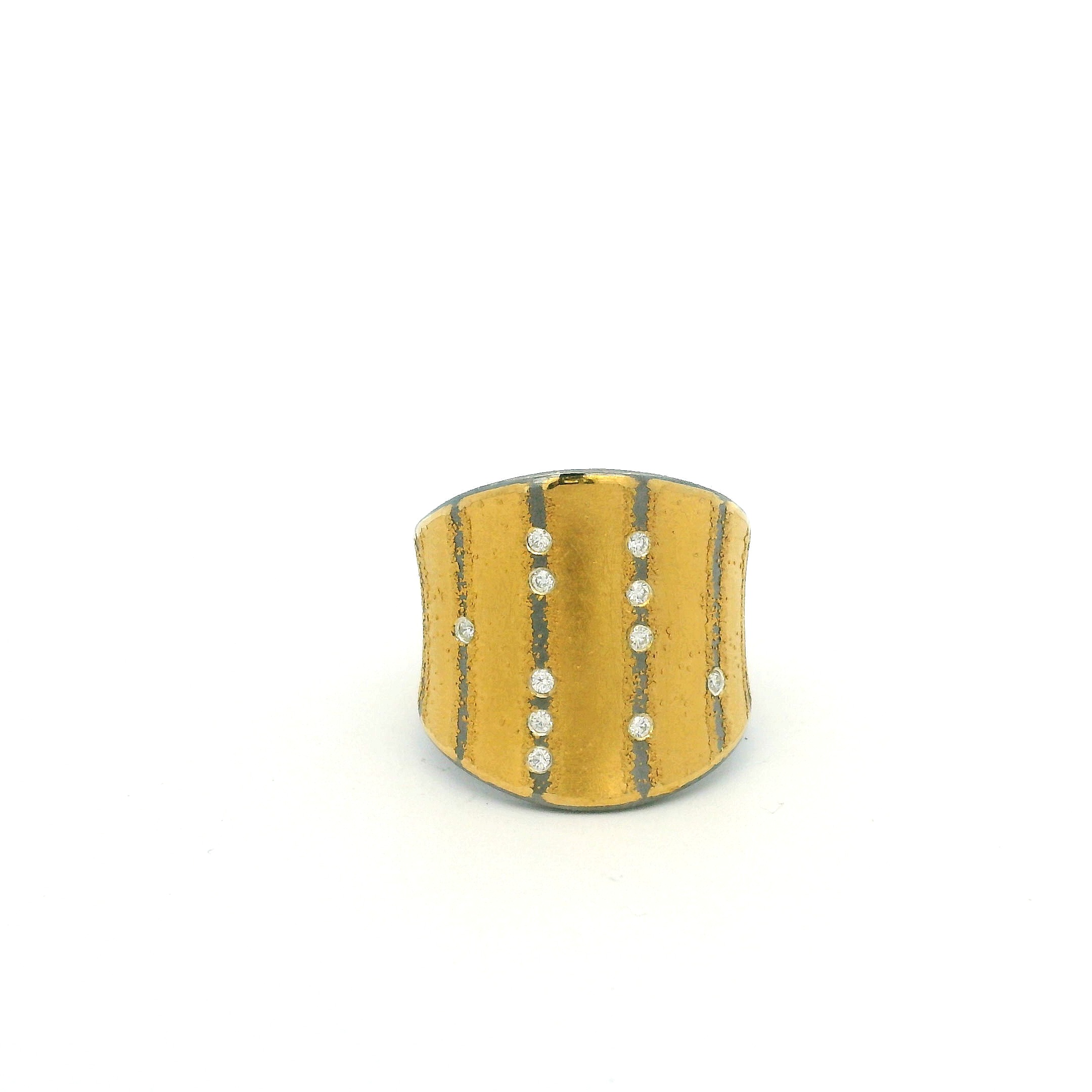 Yellow Gold and Oxidized Silver and Diamond Ring