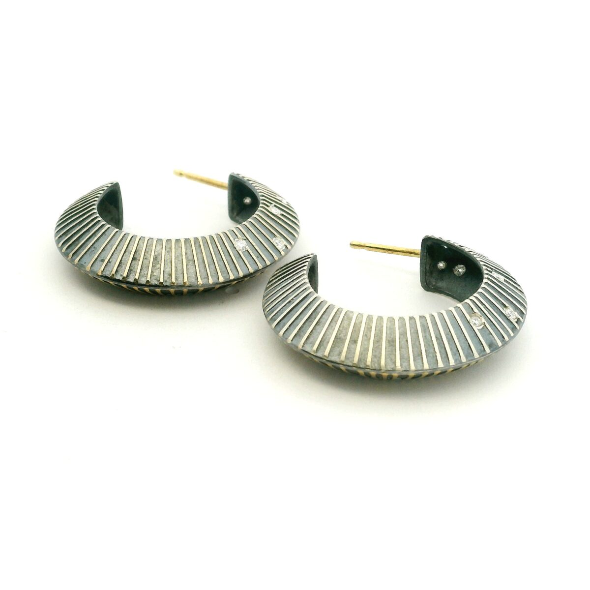 Knife Edge Diamond Hoop Earrings