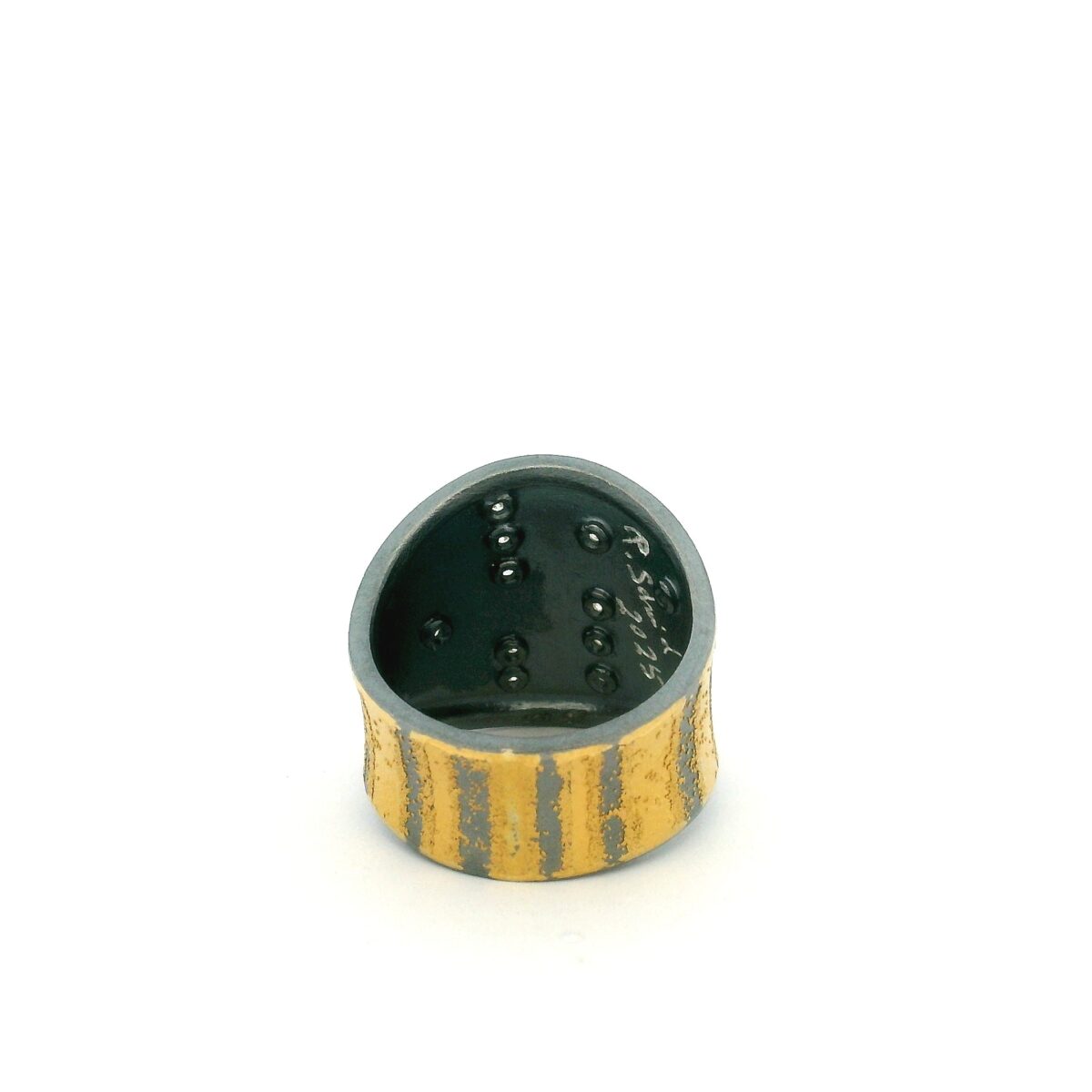 Yellow Gold and Oxidized Silver and Diamond Ring