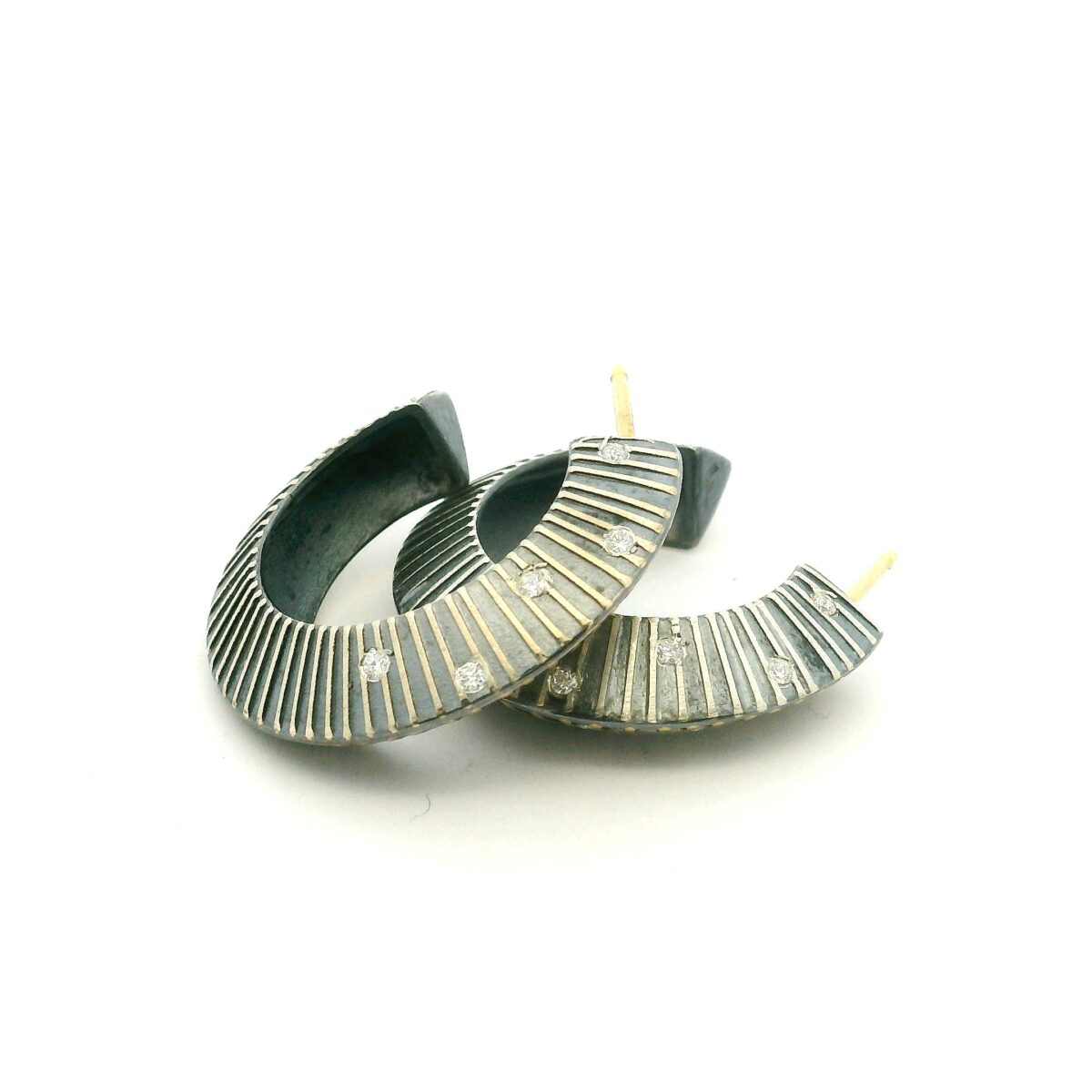 Knife Edge Diamond Hoop Earrings