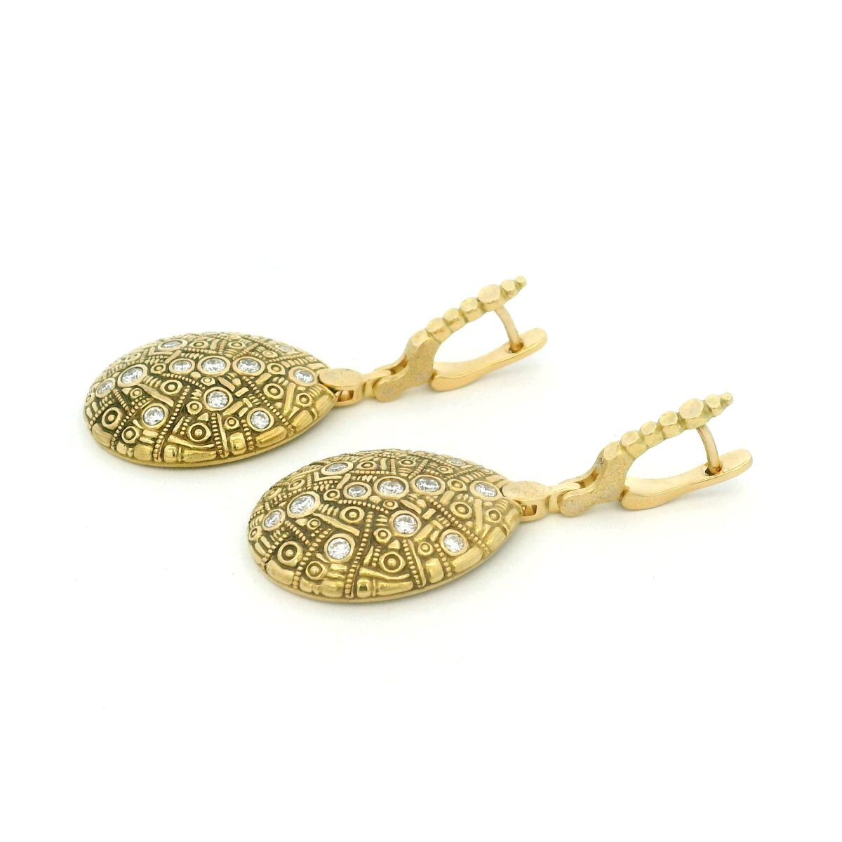 Yellow Gold and Diamond Tear Drop Earrings