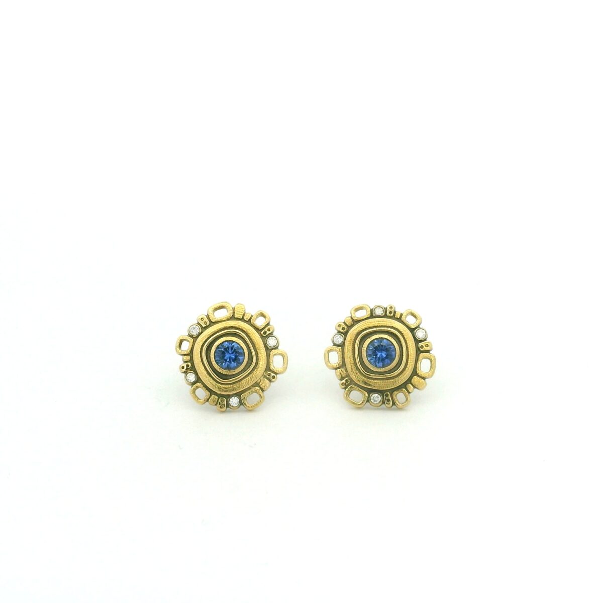 Yellow Gold, Sapphire and Diamond Studs