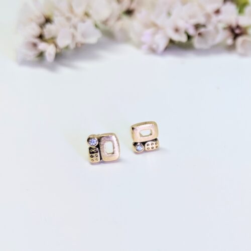 Yellow Gold Little Windows Studs