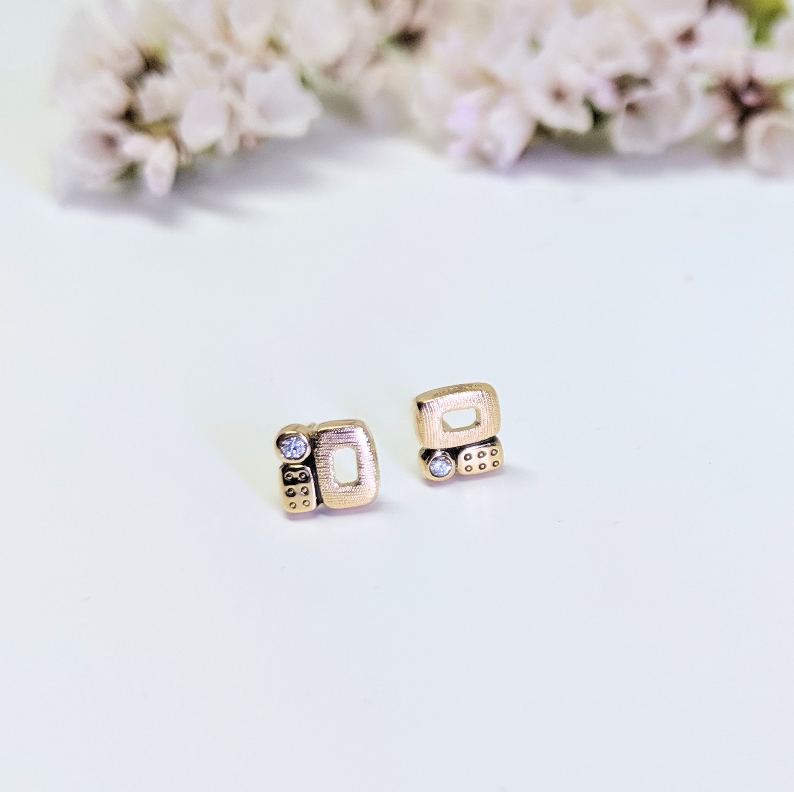 Yellow Gold Little Windows Studs
