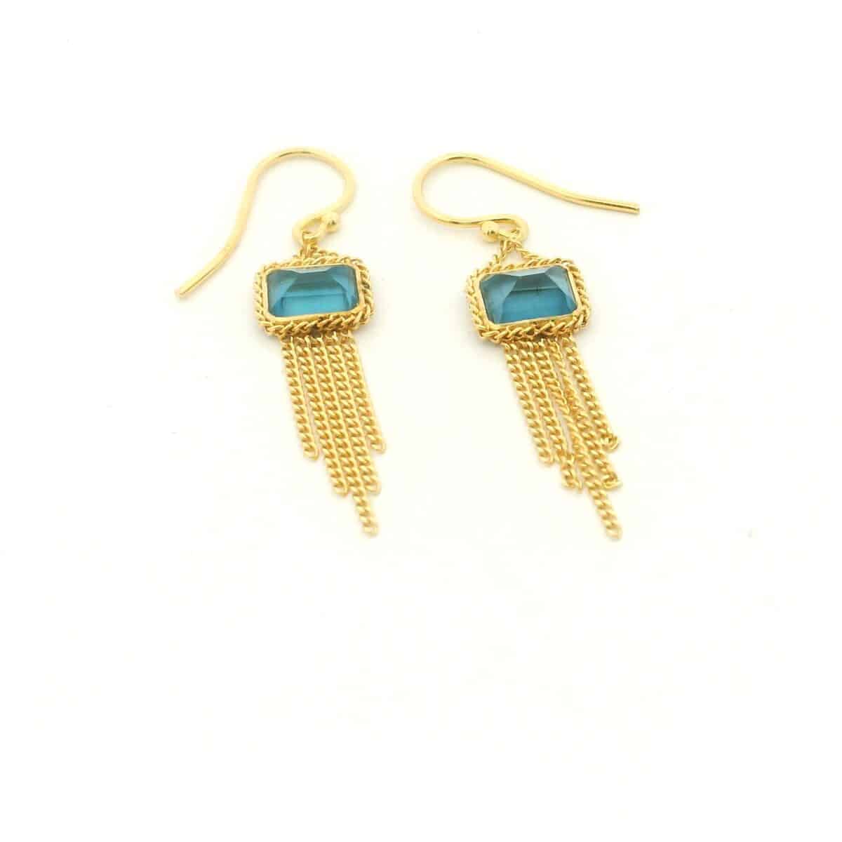 18 Karat Yellow Gold London Blue Topaz Earrings