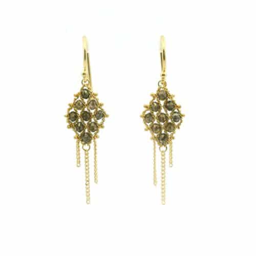 Champagne Diamond Kite Textile Earrings