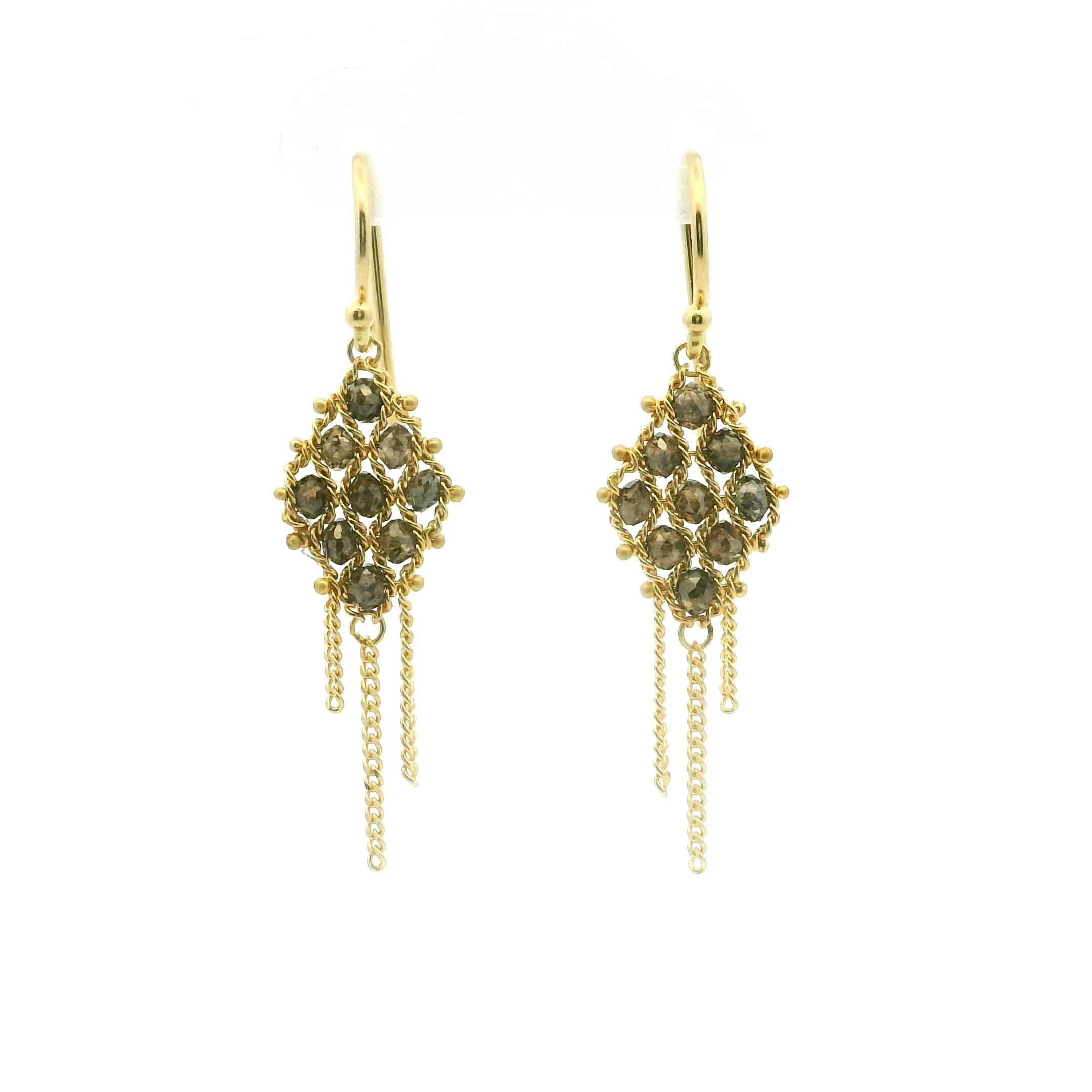 Champagne Diamond Kite Textile Earrings
