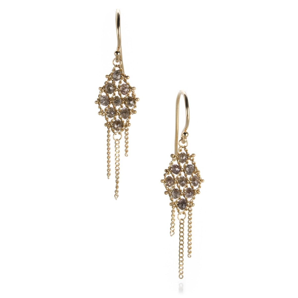 Champagne Diamond Kite Textile Earrings