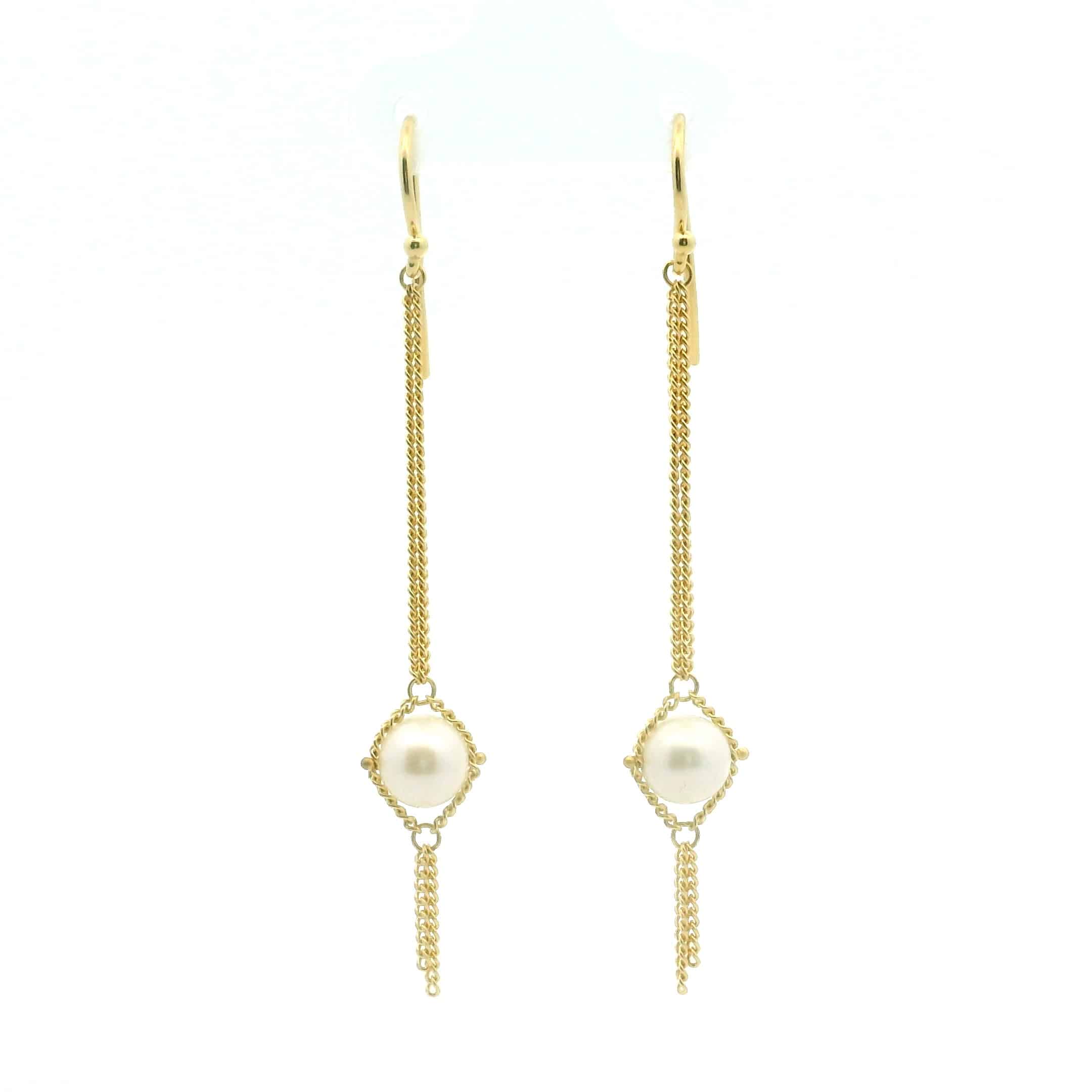 Single Freshwater Pearl Gold Drop Earring