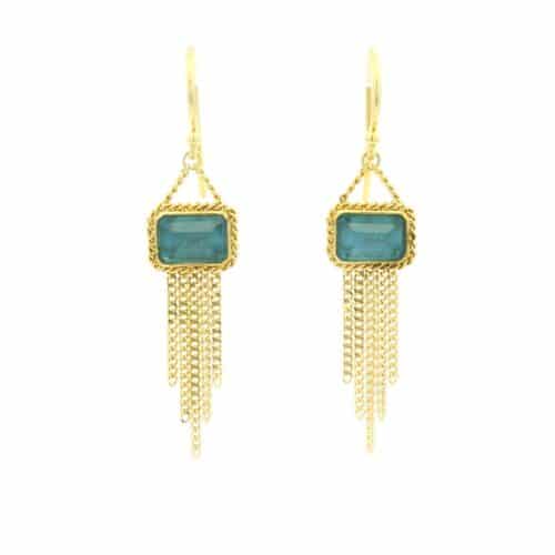 18 Karat Yellow Gold London Blue Topaz Earrings