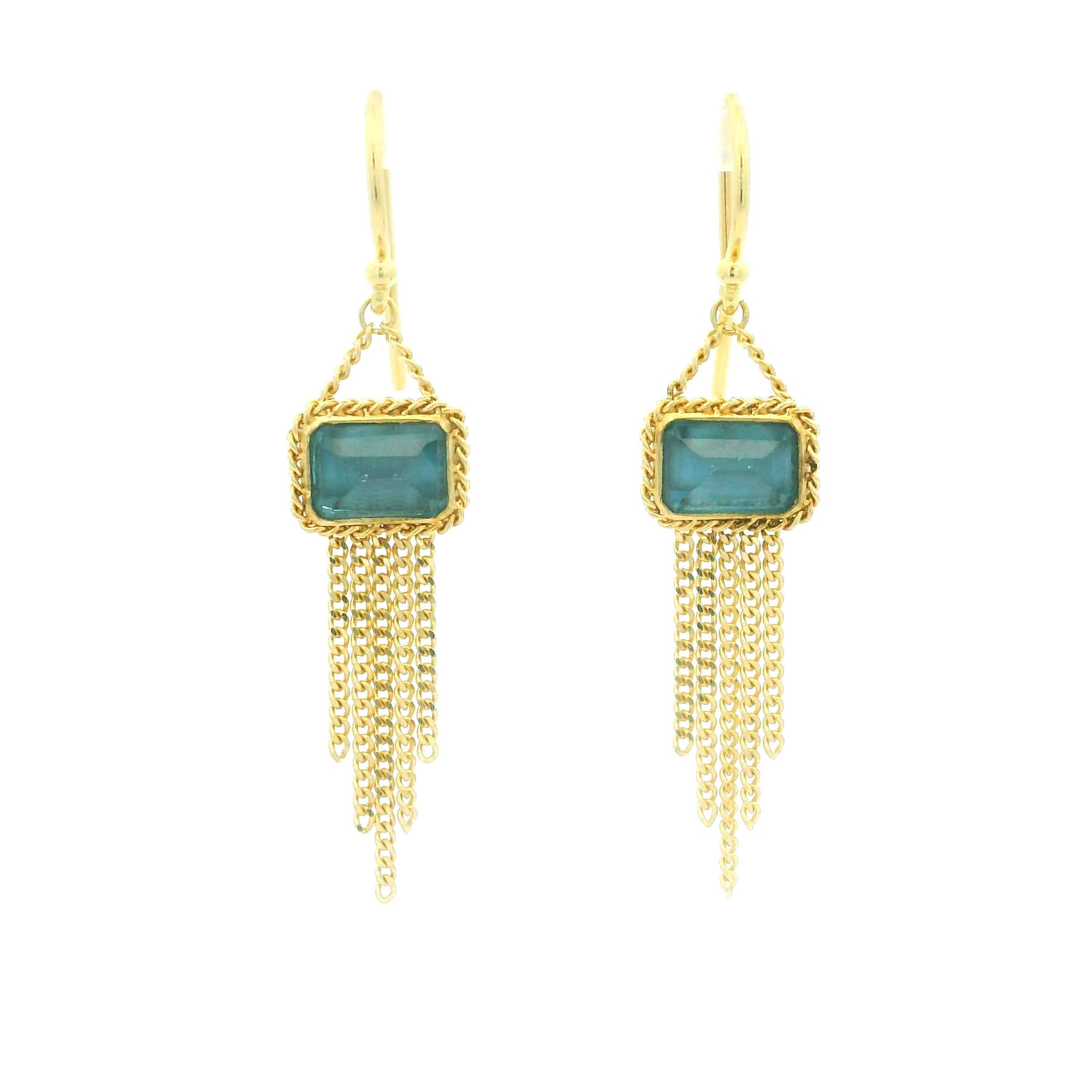 18 Karat Yellow Gold London Blue Topaz Earrings
