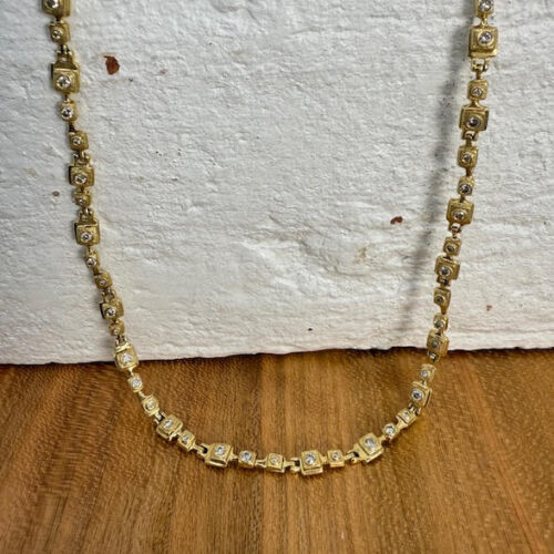 18 Karat Yellow Gold and Diamond Necklace