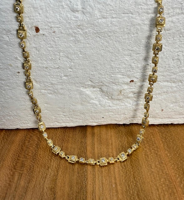18 Karat Yellow Gold and Diamond Necklace