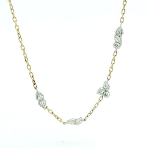 Yellow Gold, Platinum and Diamond Posey Necklace
