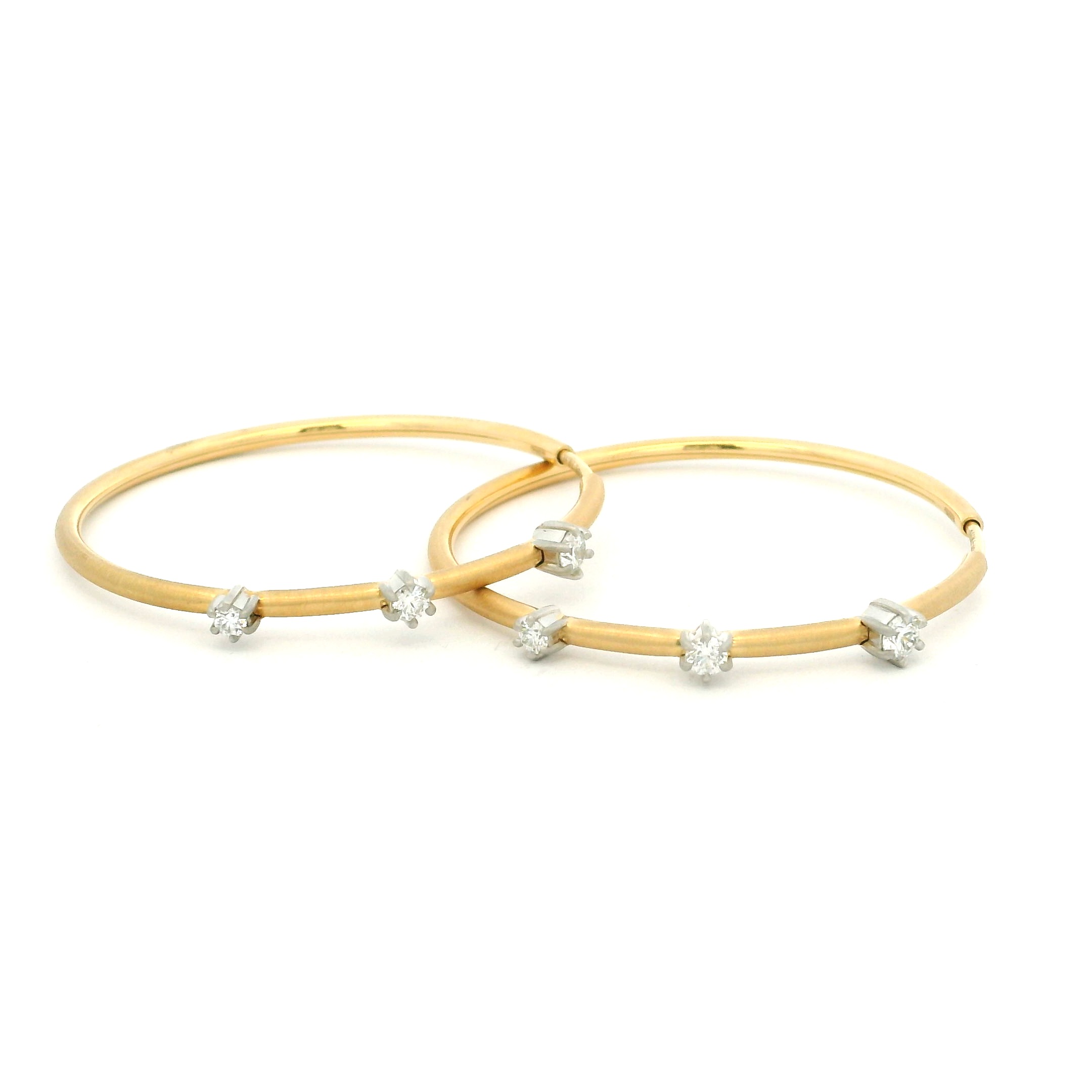 1.5" Diamond and Yellow Gold Hoops