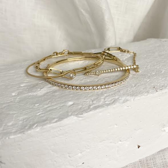 Yellow Gold, Diamond Hinged Bangle Bracelet