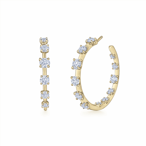 Yellow Gold and Diamond Starry Night Hoop Earring