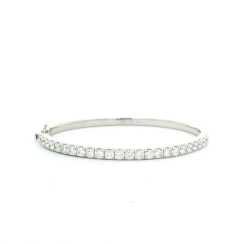 Hinged White Gold and Diamond Bangle Bracelet