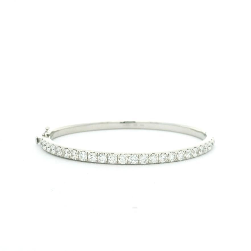 Hinged White Gold and Diamond Bangle Bracelet