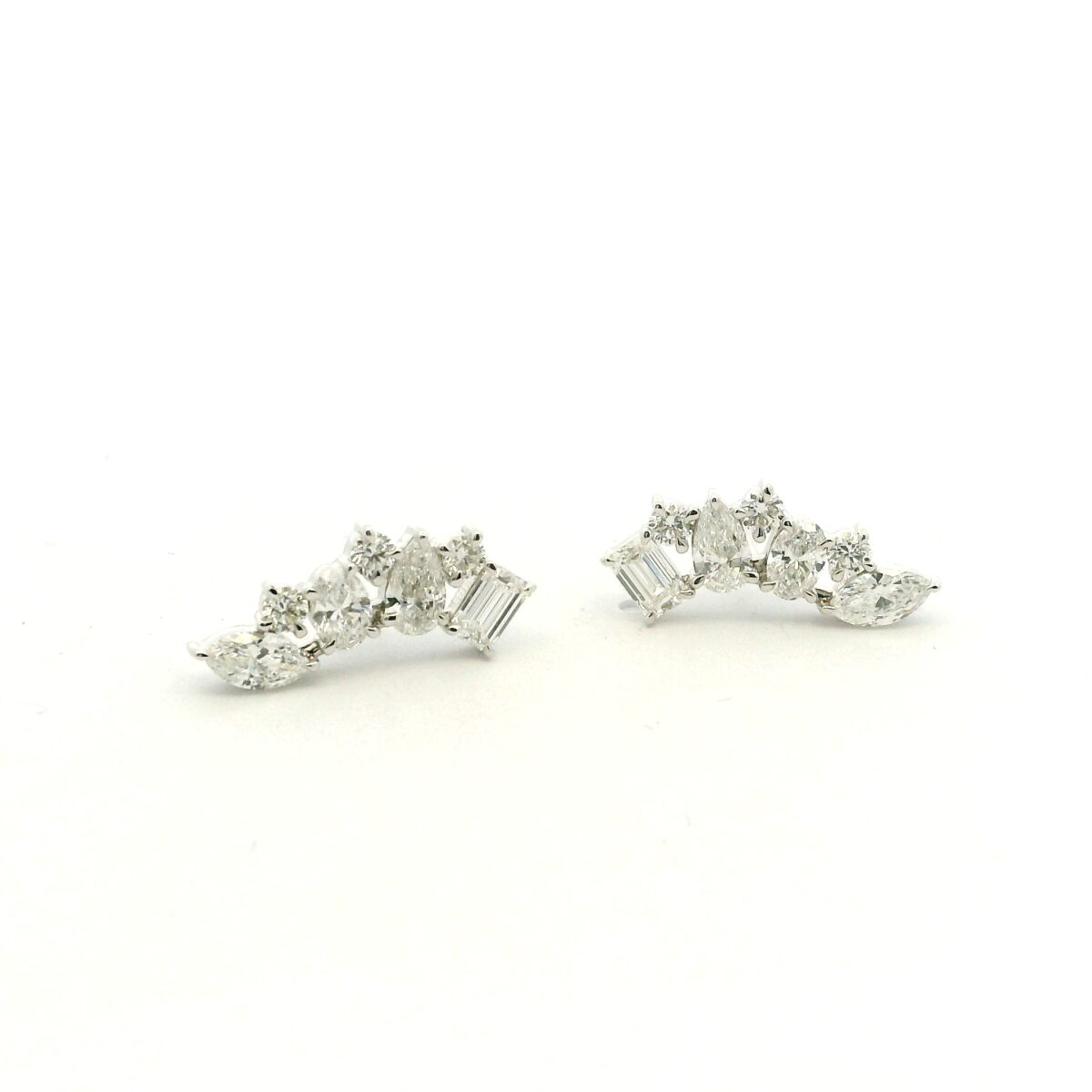 White Gold and Diamond Climber Earrings