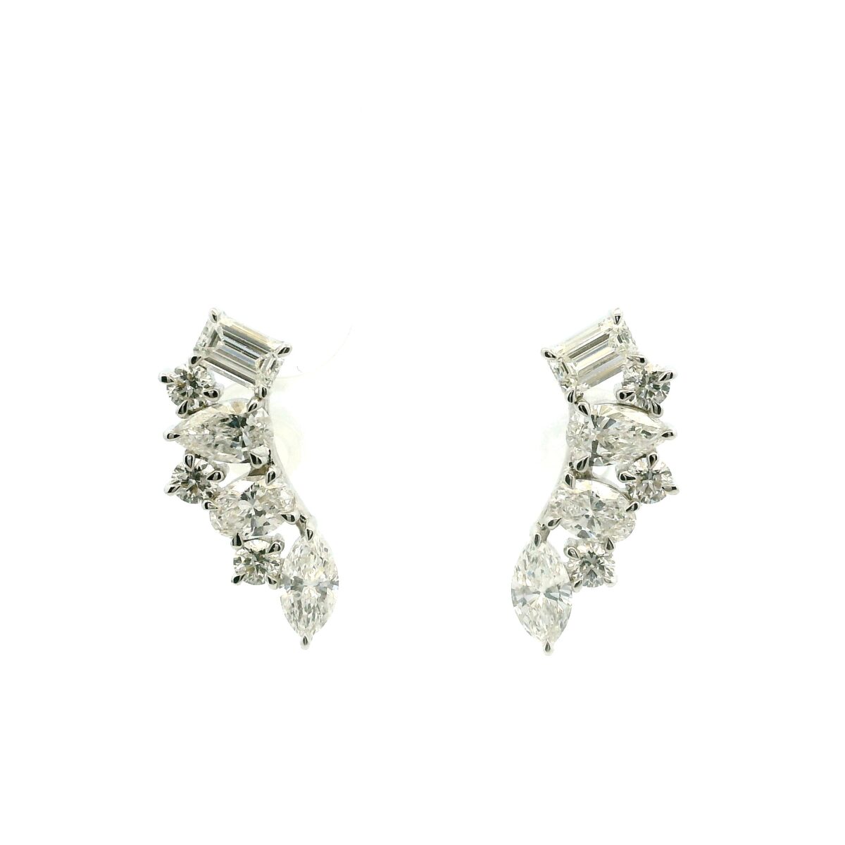 White Gold and Diamond Climber Earrings