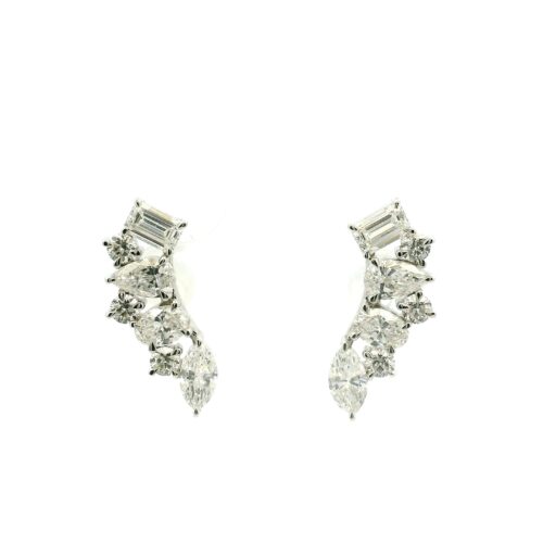 White Gold and Diamond Climber Earrings