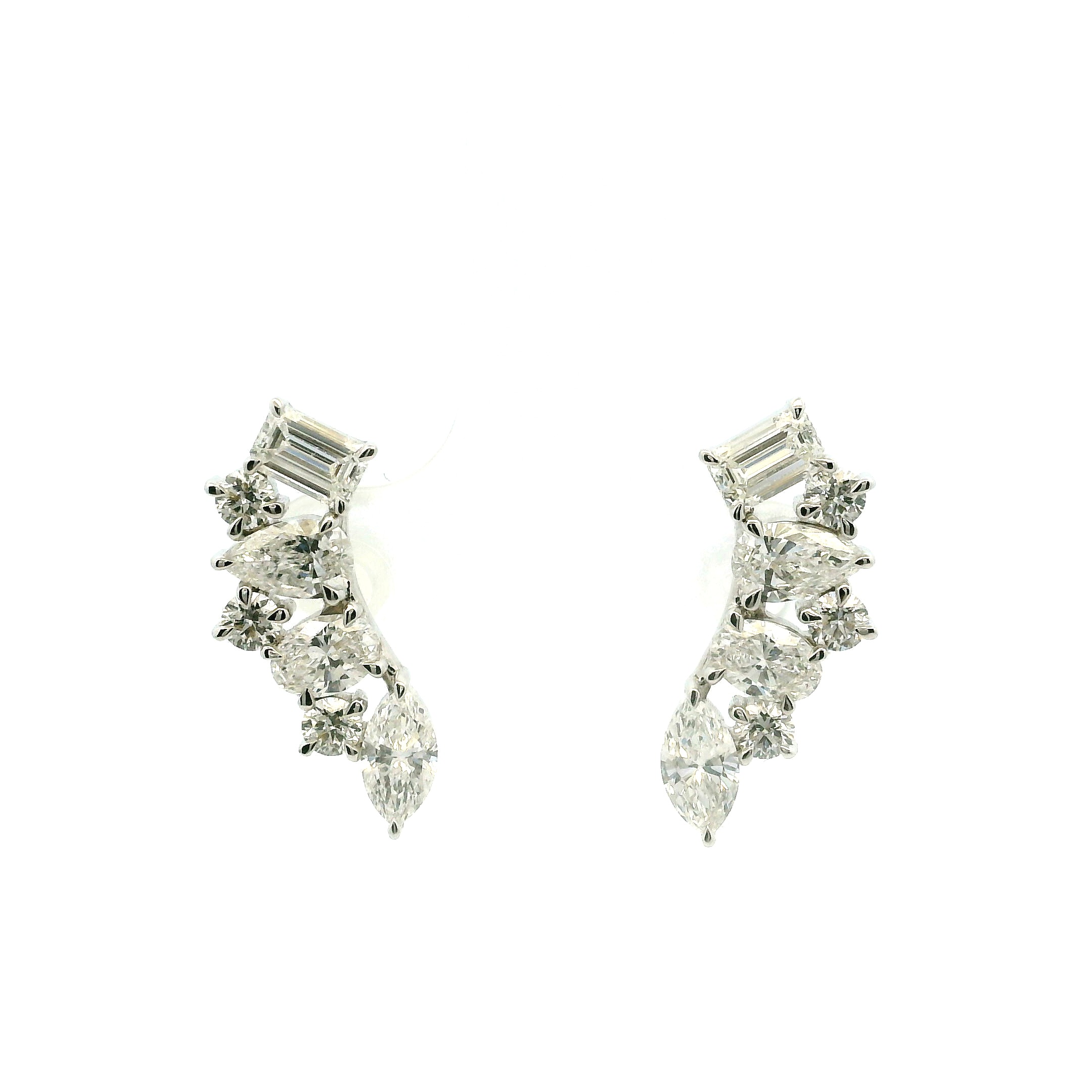 White Gold and Diamond Climber Earrings