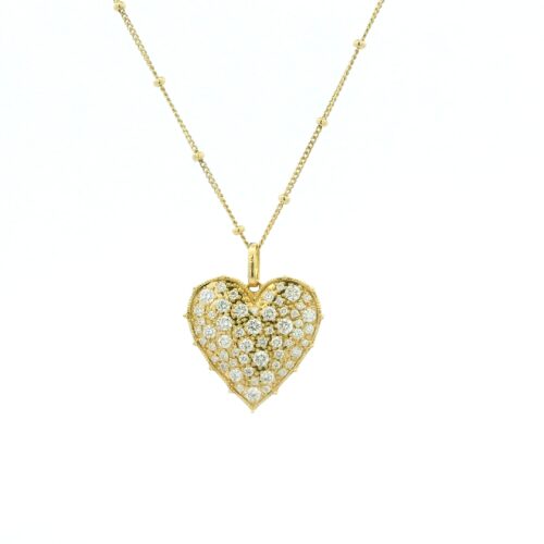 Yellow Gold and Diamond Heart Pendant