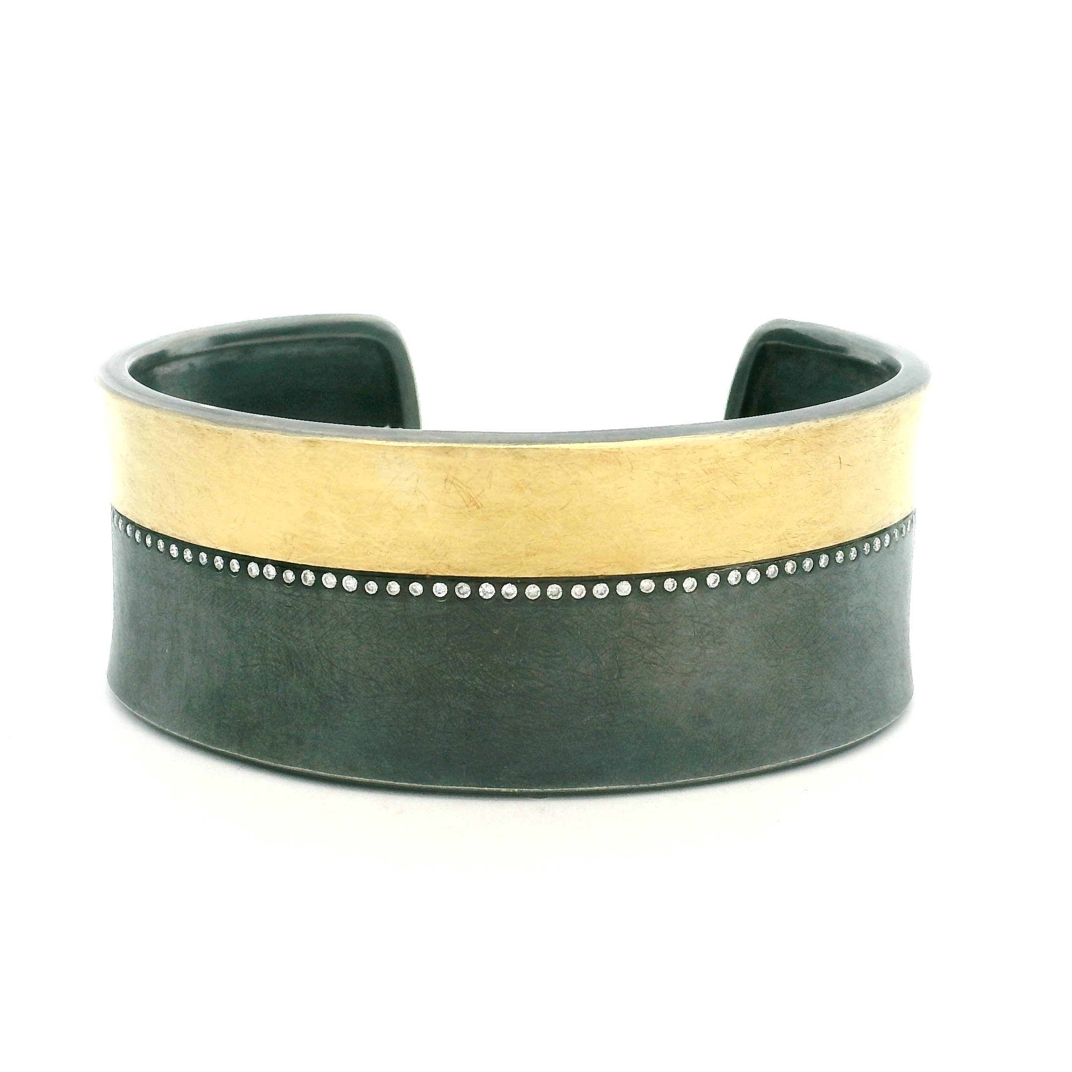 Striped Mixed Metal Cuff with Diamonds
