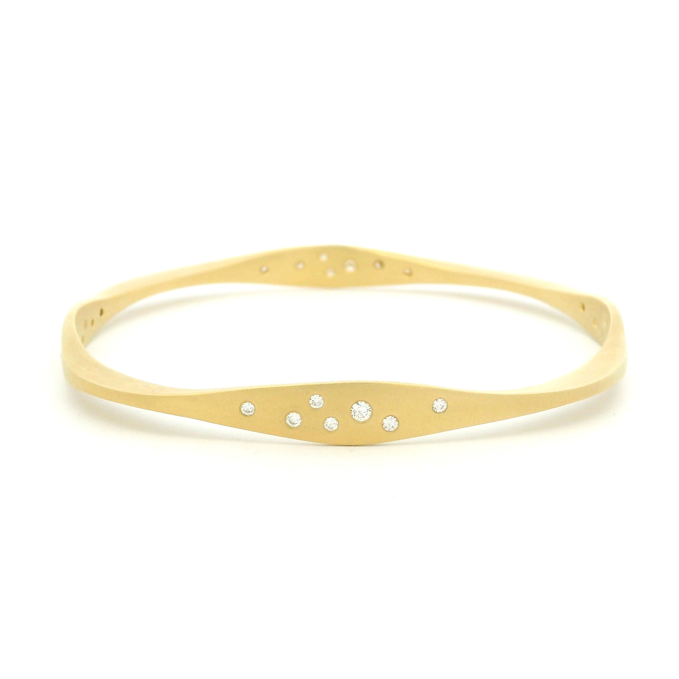 Yellow Gold 7 Diamond Sided Bangle
