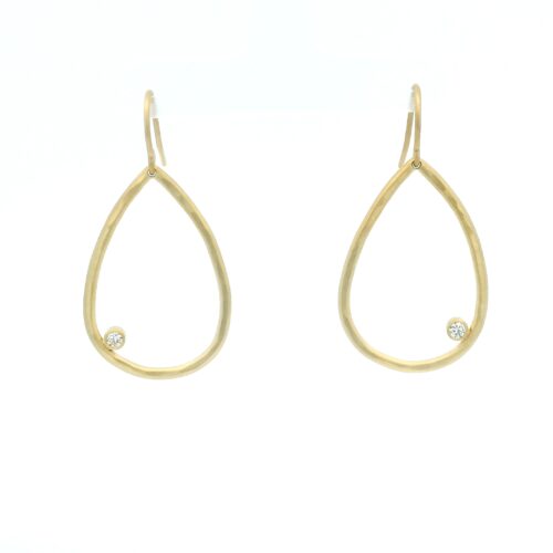 Yellow Gold and Diamond Pear Earrings