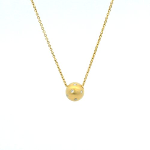 18 Karat Yellow Gold and Diamond Sphere Pendant