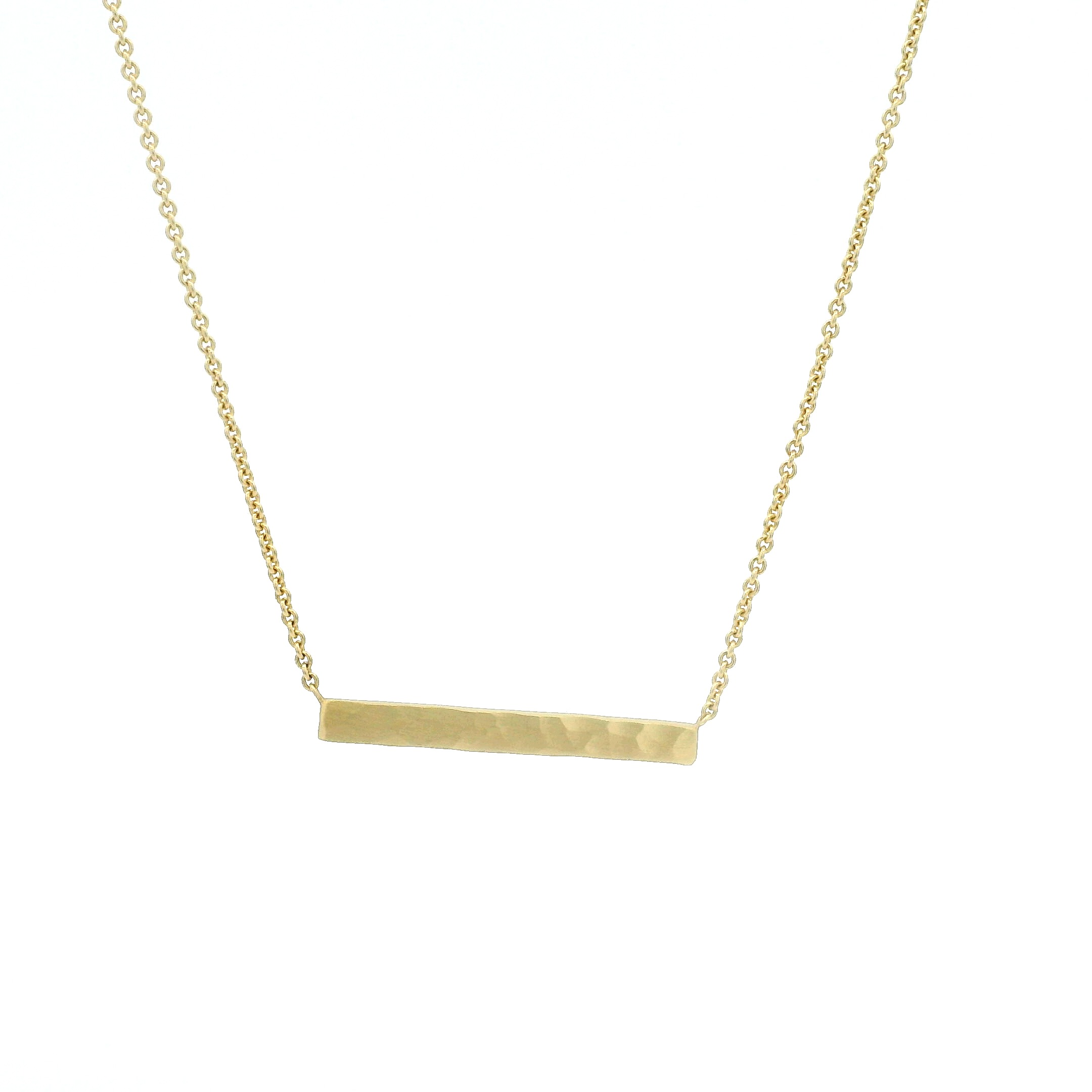 18 karat Yellow Gold Hammered Bar Necklace