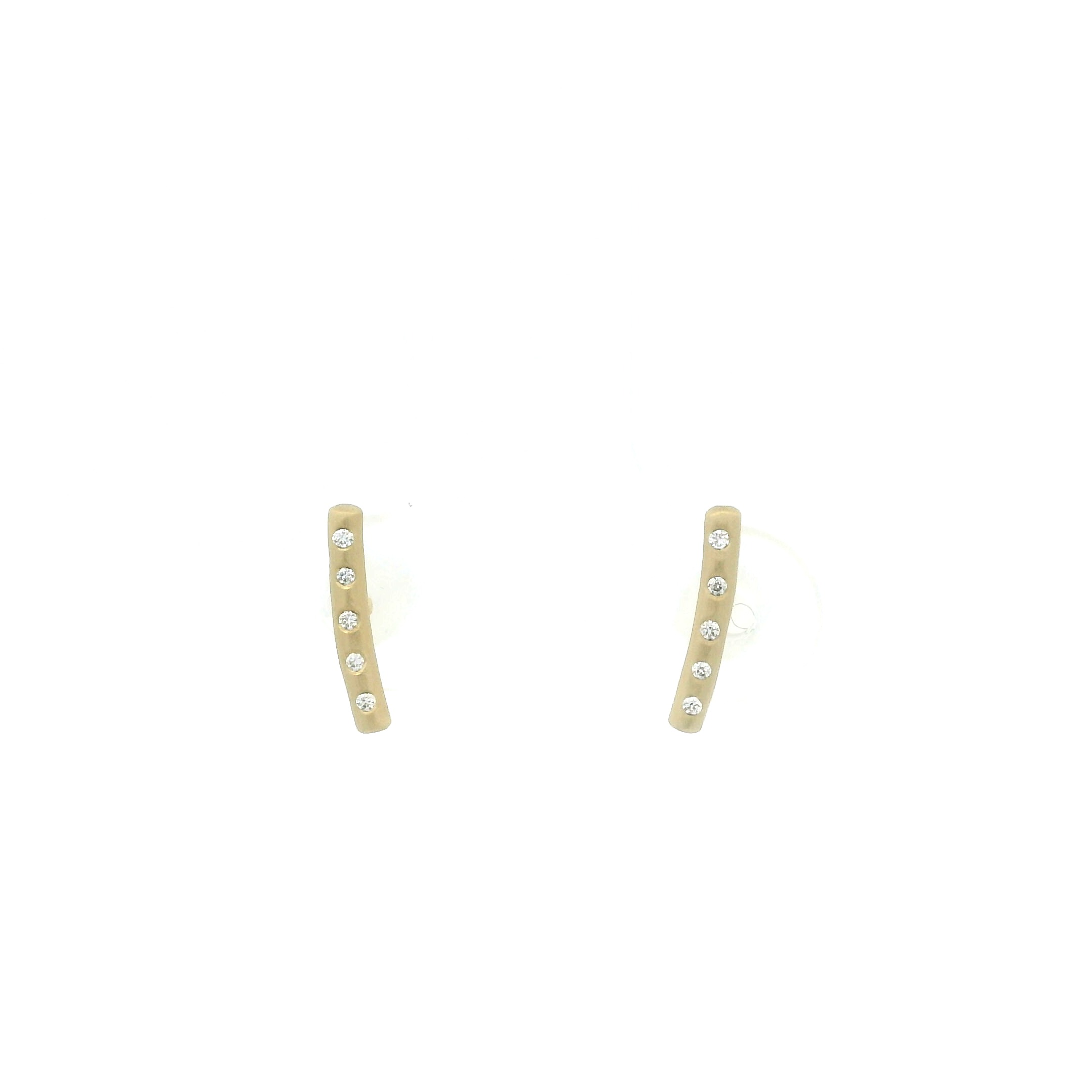 Yellow Gold and Diamond Bar Earrings