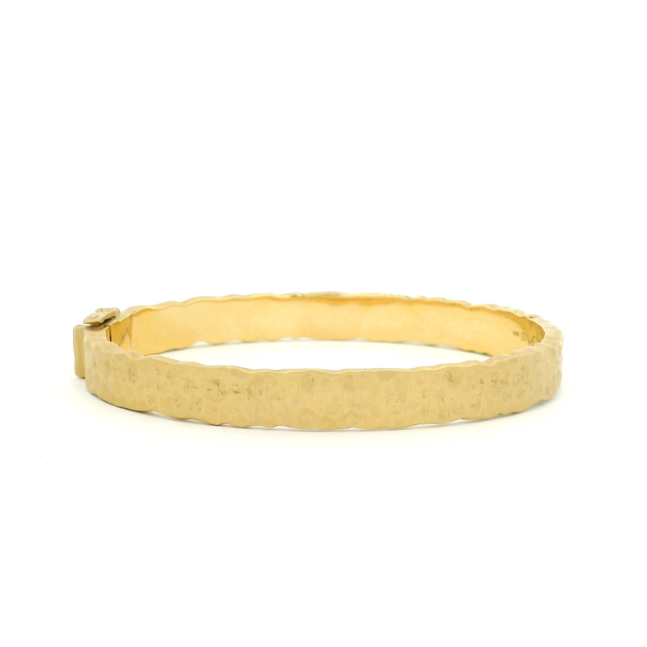 18 karat Yellow Gold Hammered Hinge Bangle