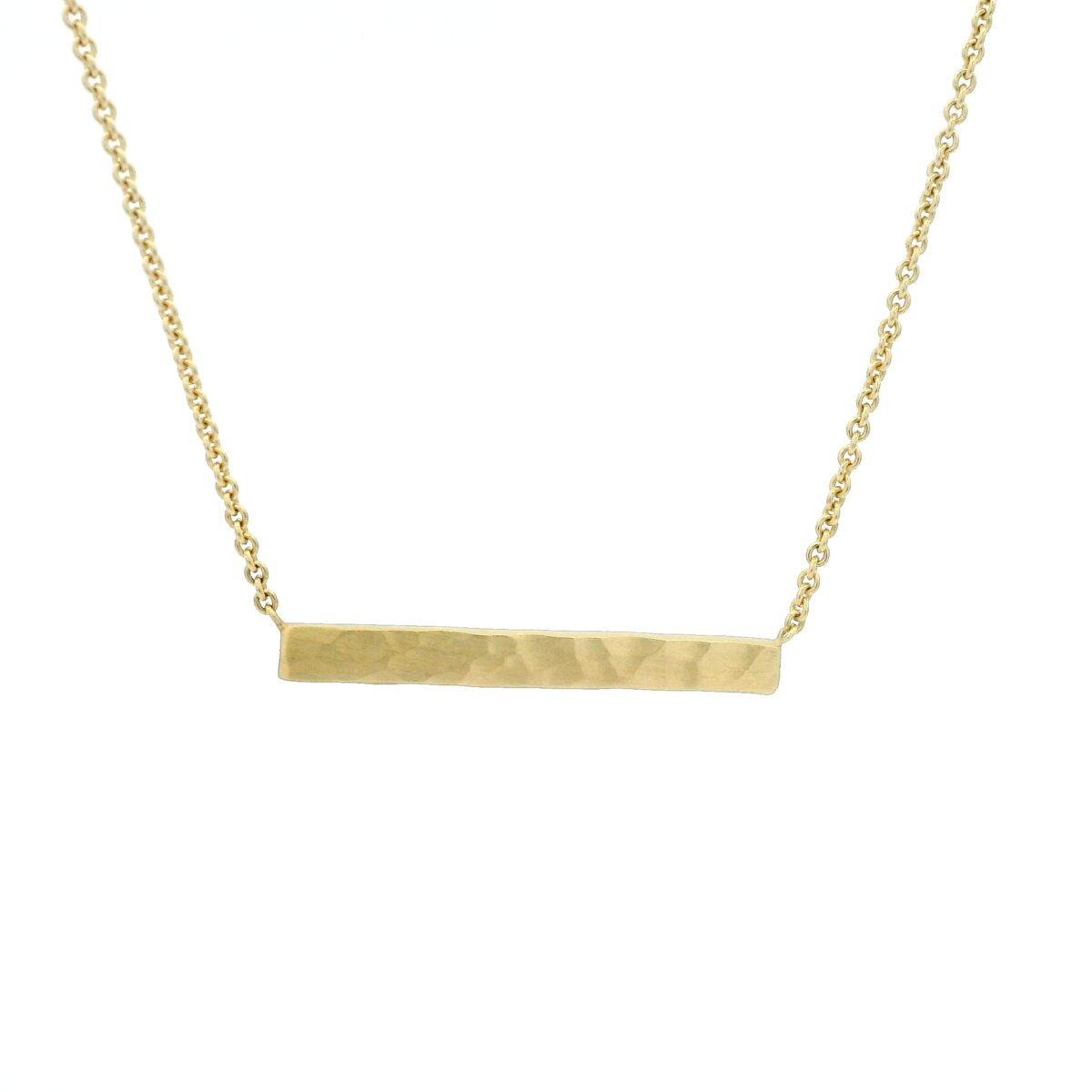 18 karat Yellow Gold Hammered Bar Necklace