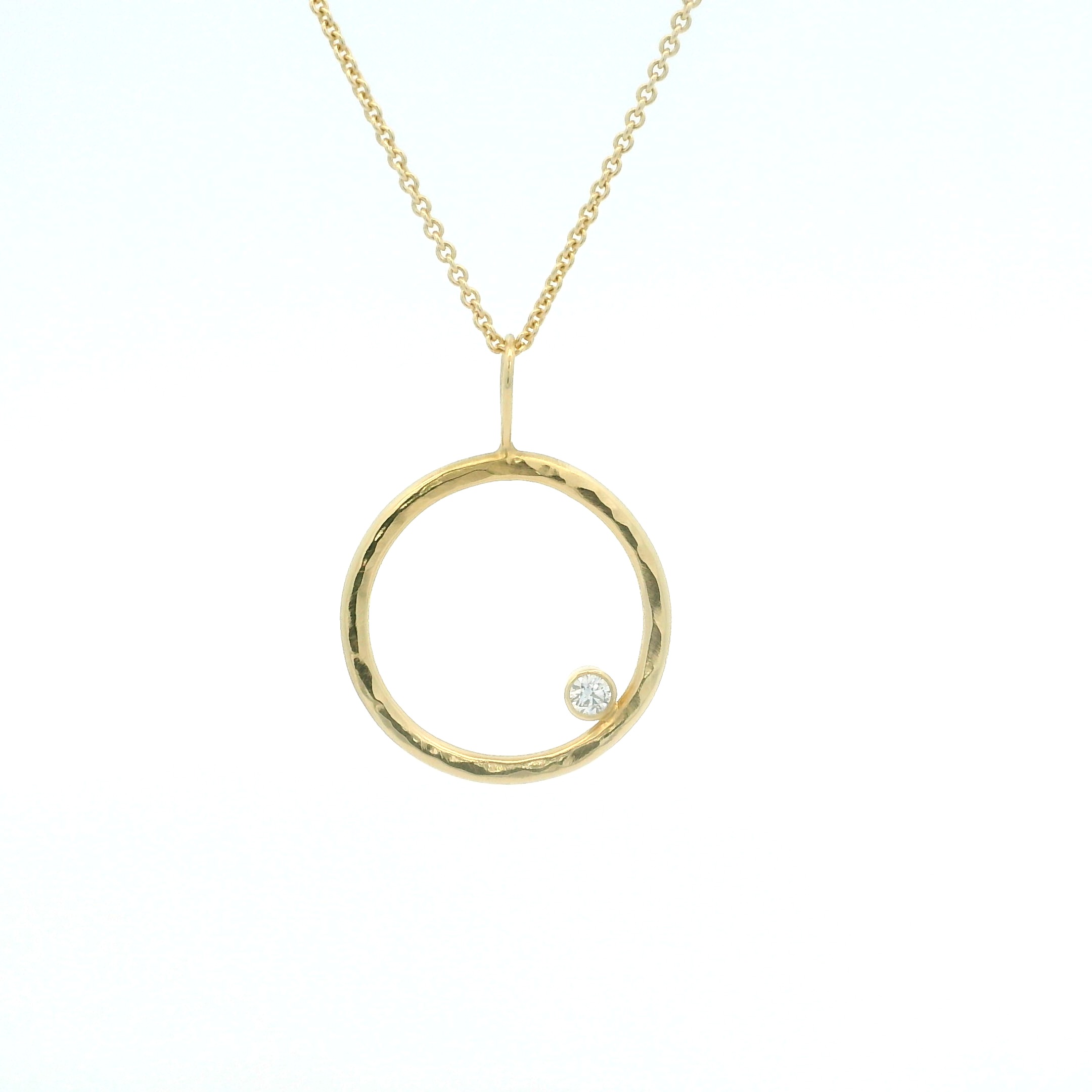 Yellow Gold and Diamond Open Circle Pendant