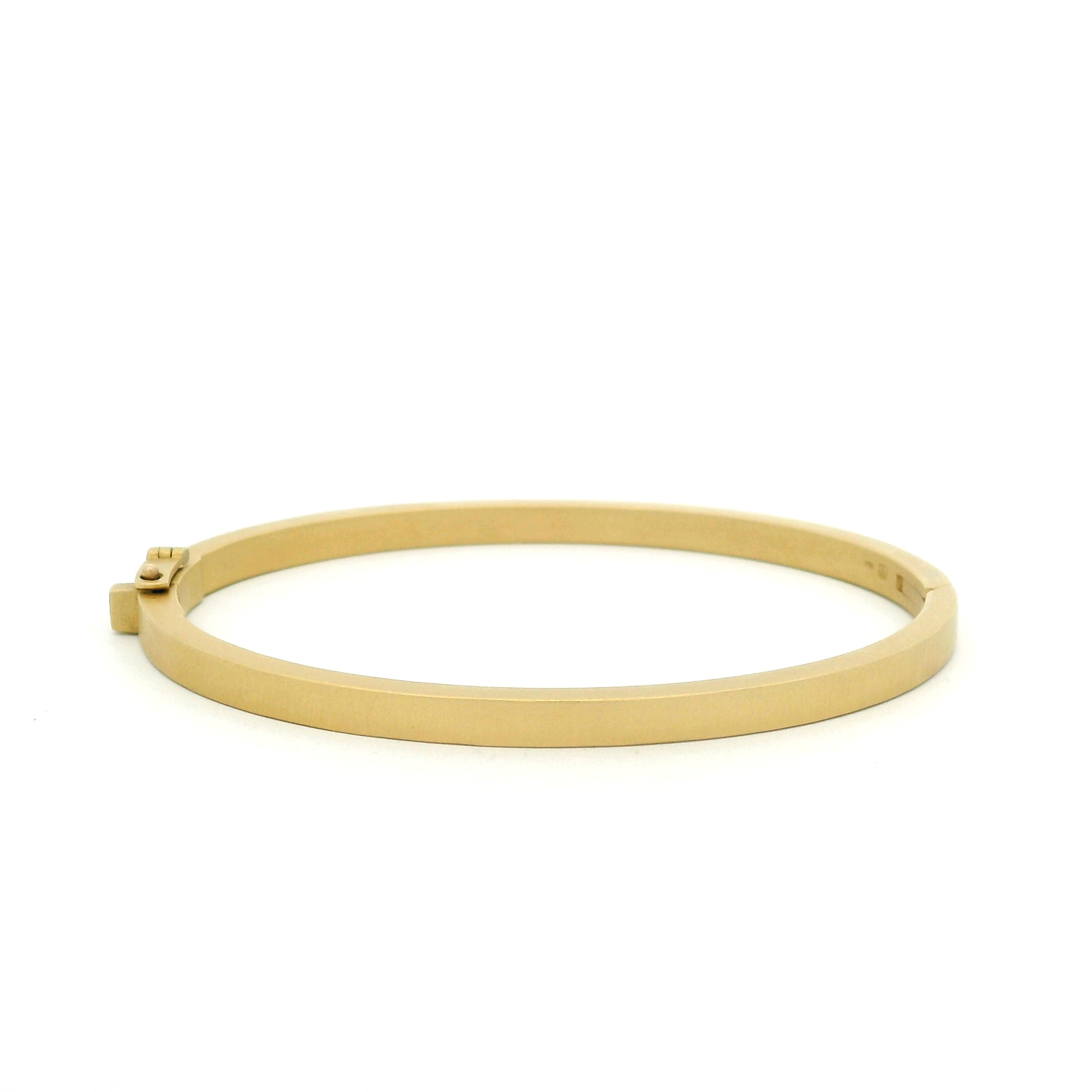 Yellow Gold Oval Hinge Bracelet in Matte
