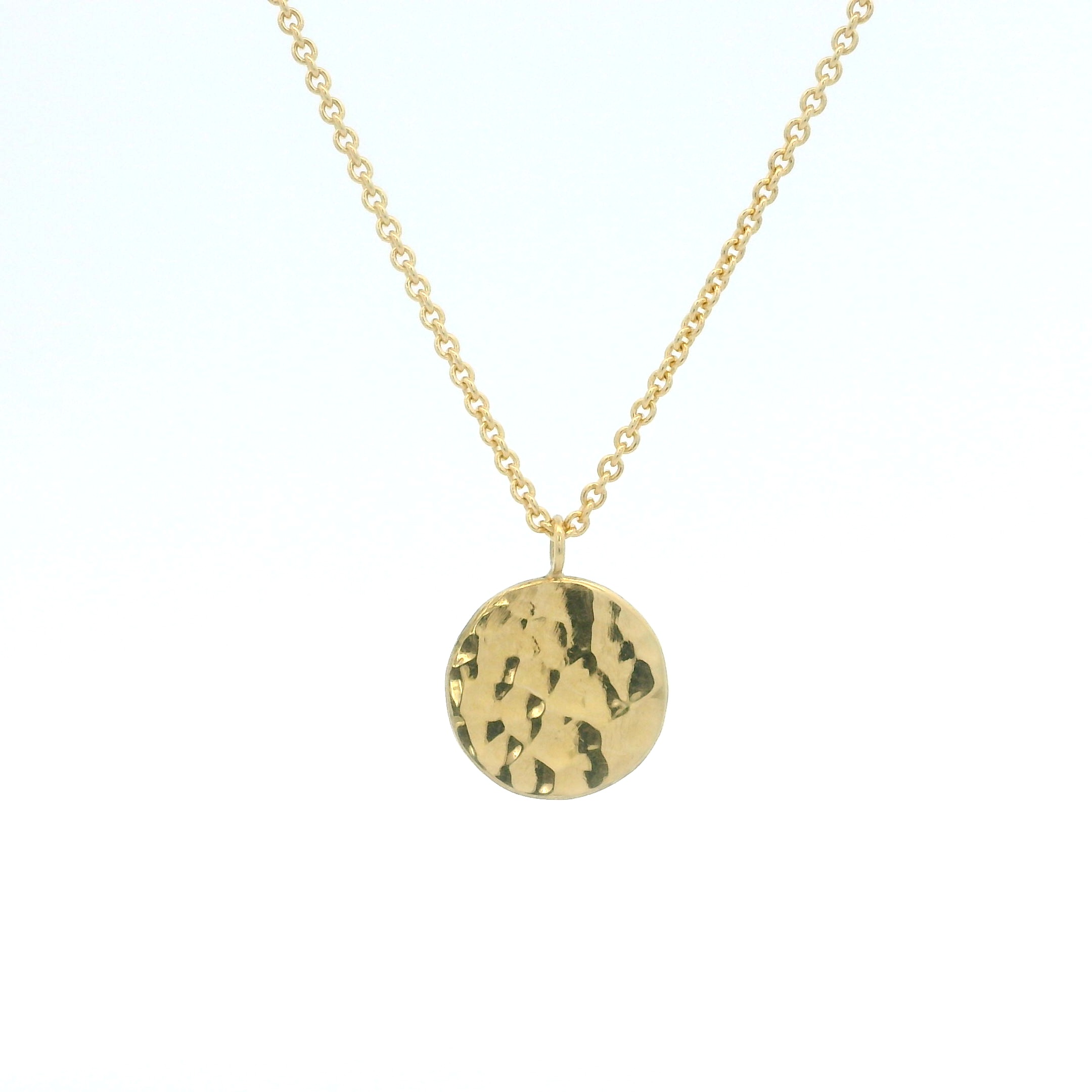 Yellow Gold Disc Pendant Necklace