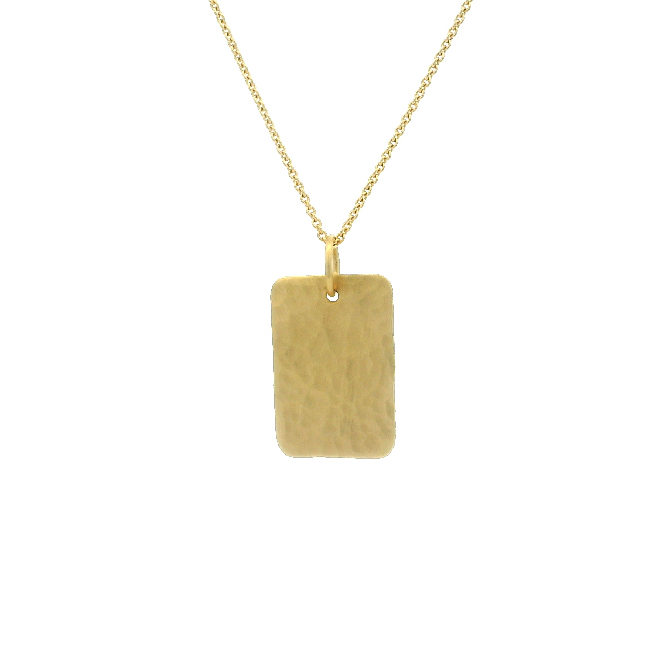 18 karat Yellow Gold Hammered Tag Pendant