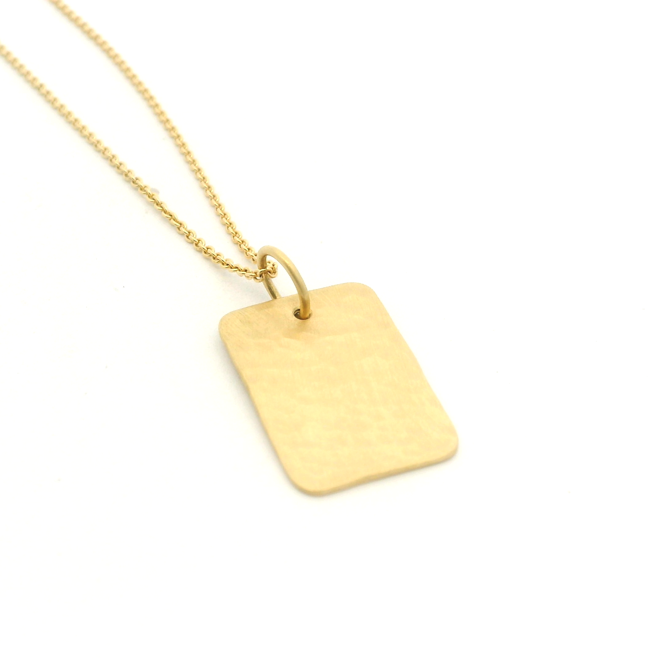 18 karat Yellow Gold Hammered Tag Pendant