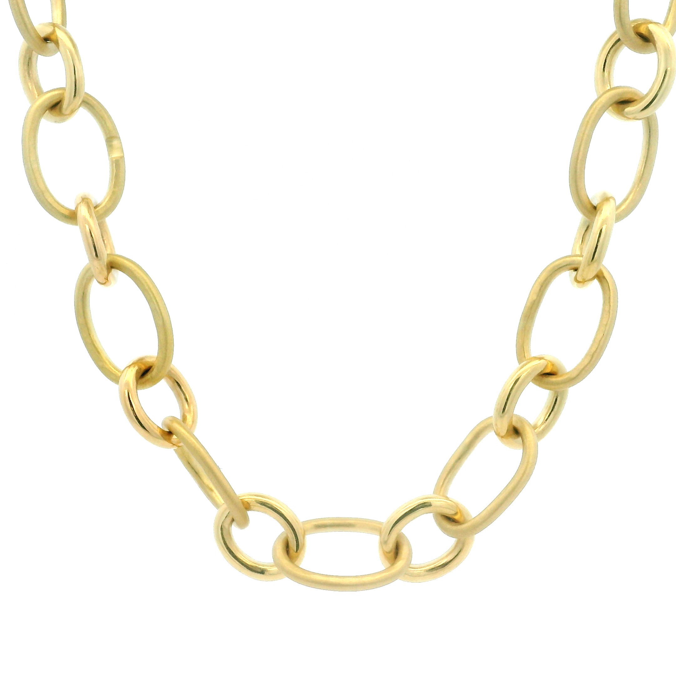 18 Karat Yellow Gold Oval Link Necklace