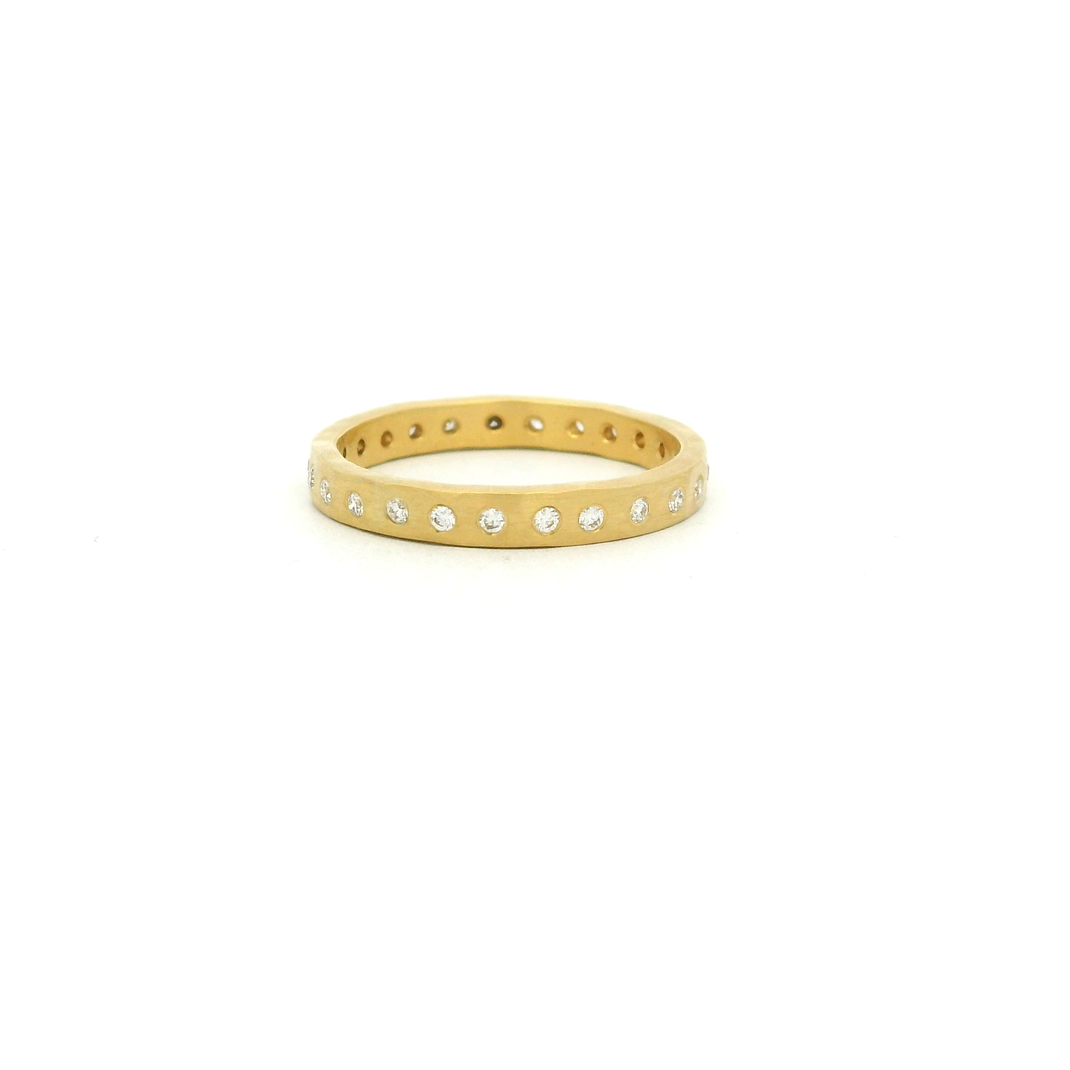 Yellow Gold and Diamond Hammered Band
