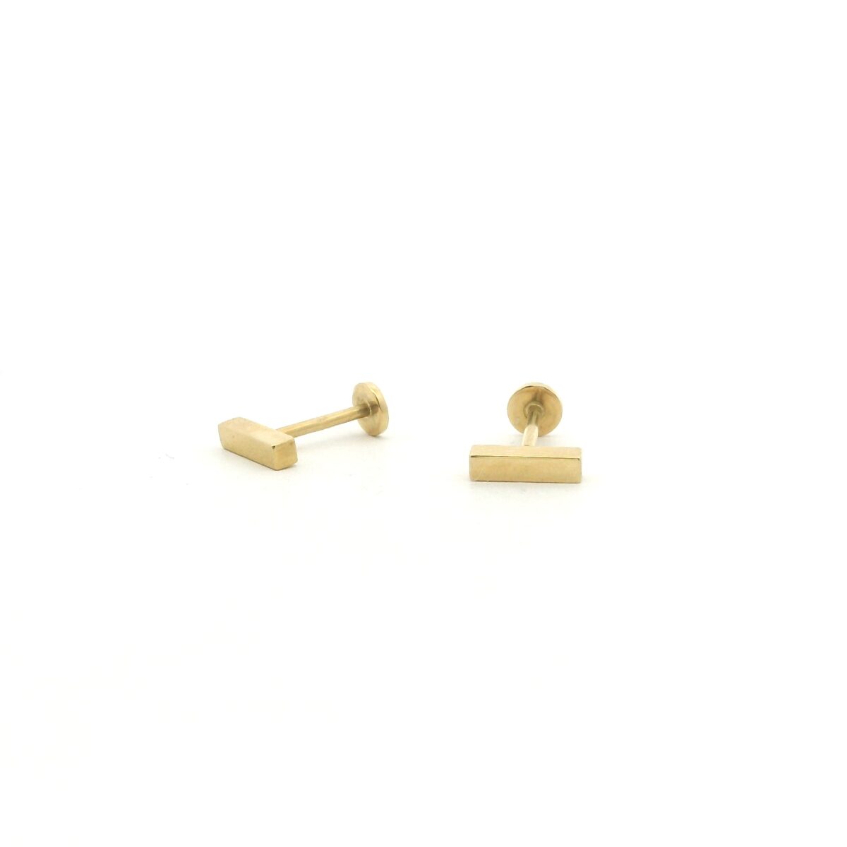 18 Karat Yellow Gold Large Bar Studs