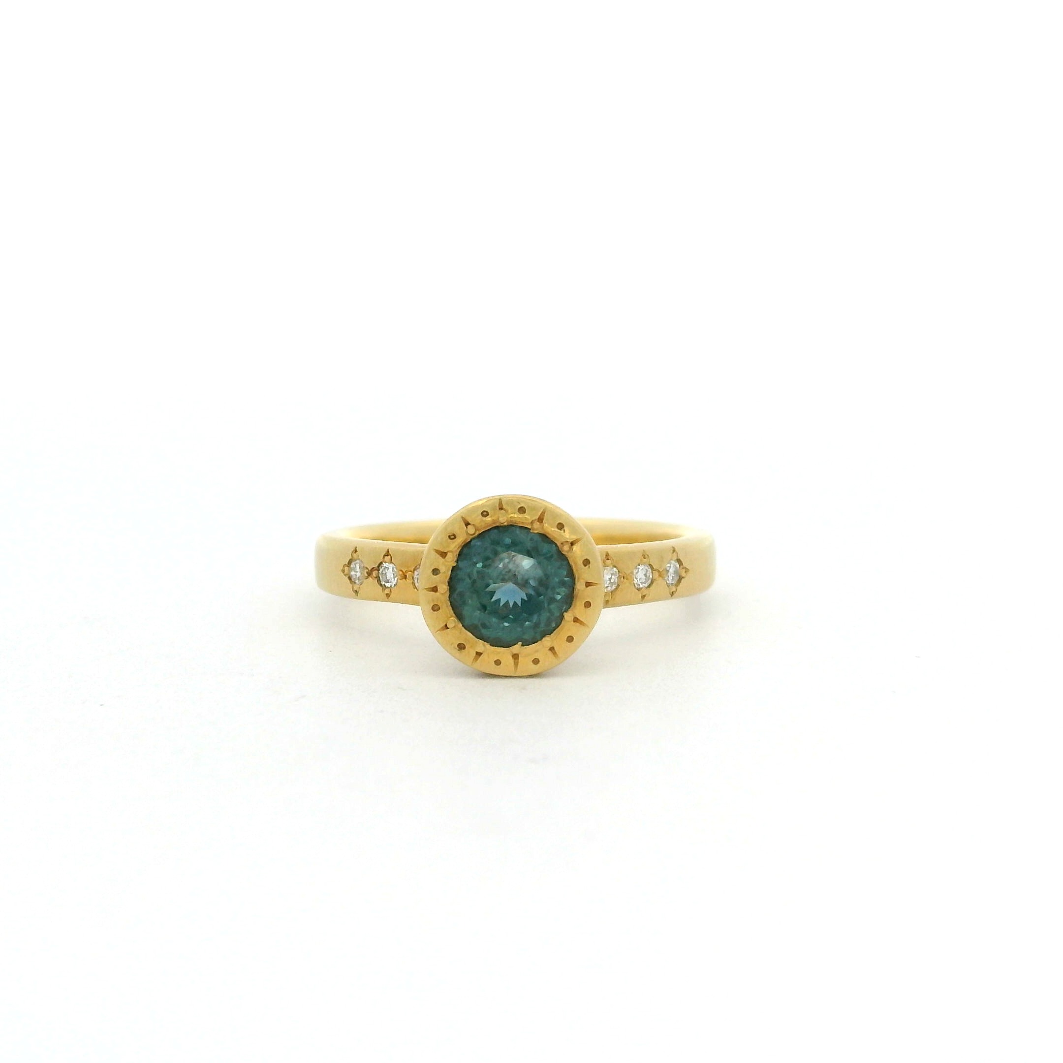 Gold Green Sapphire and Diamond Ring