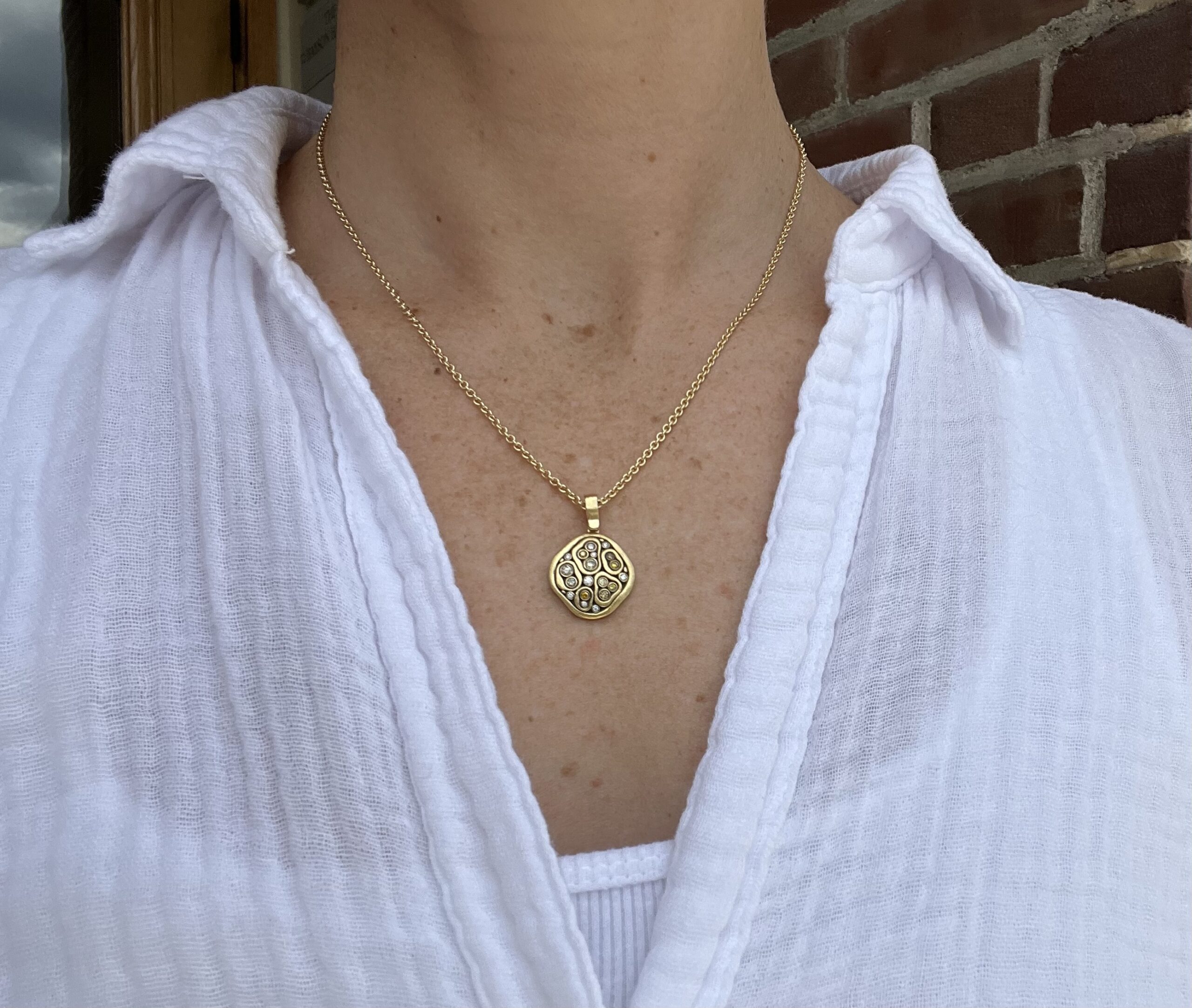 18K and Diamond "Swirling Water" Pendant