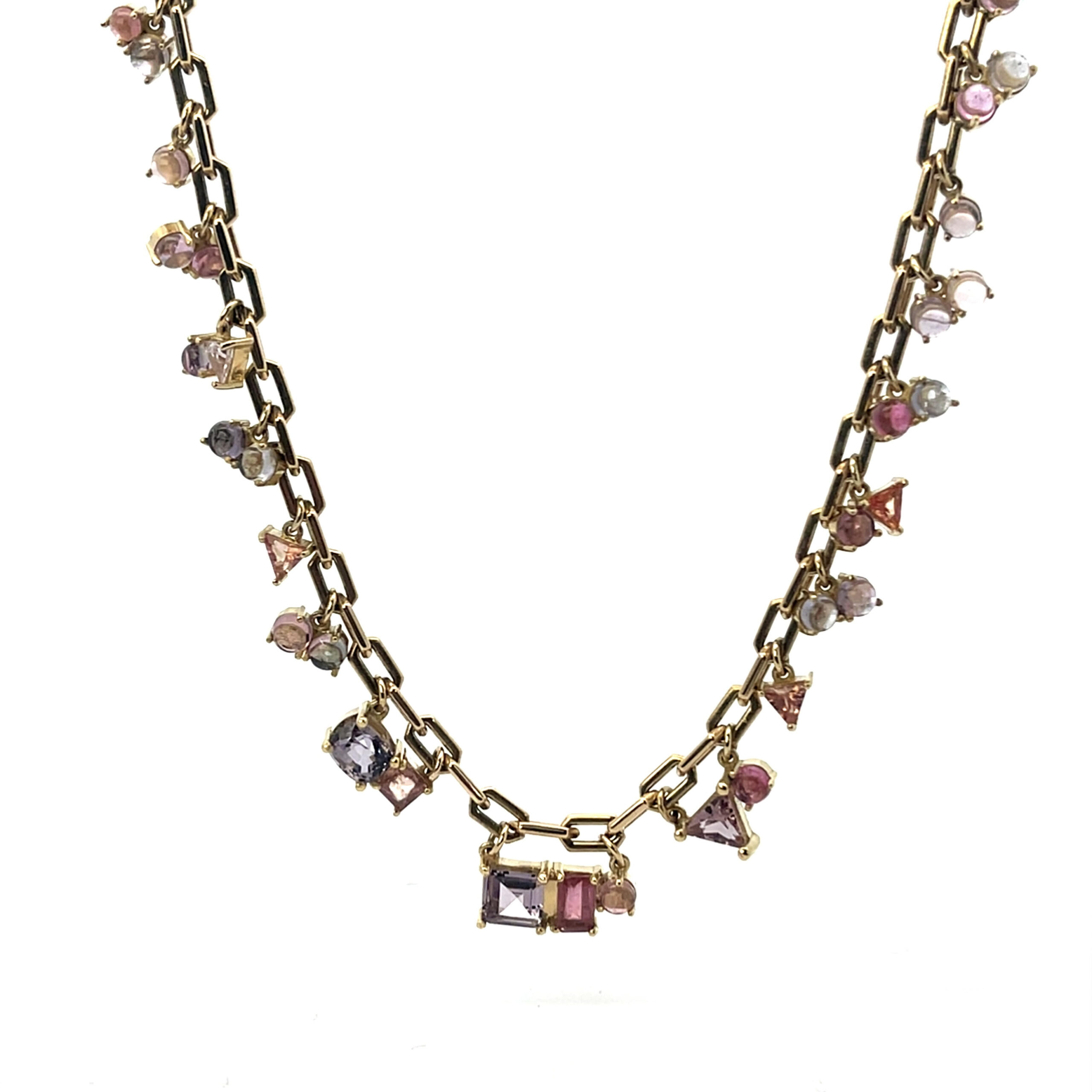 18 karat Yellow Gold and Gemstone Fringe Necklace